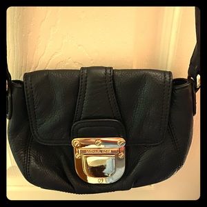 MK small black crossbody w silver buckle